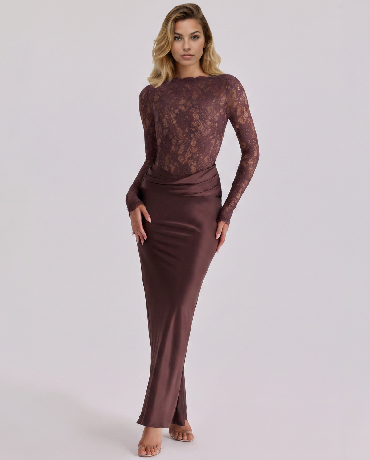 Miranda women's maxi dress in Chocolate
