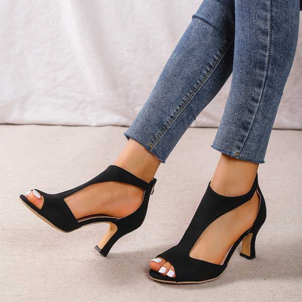 Women's Leather Sandals Elegant Slip On Casual Formal Comfort Black Pink