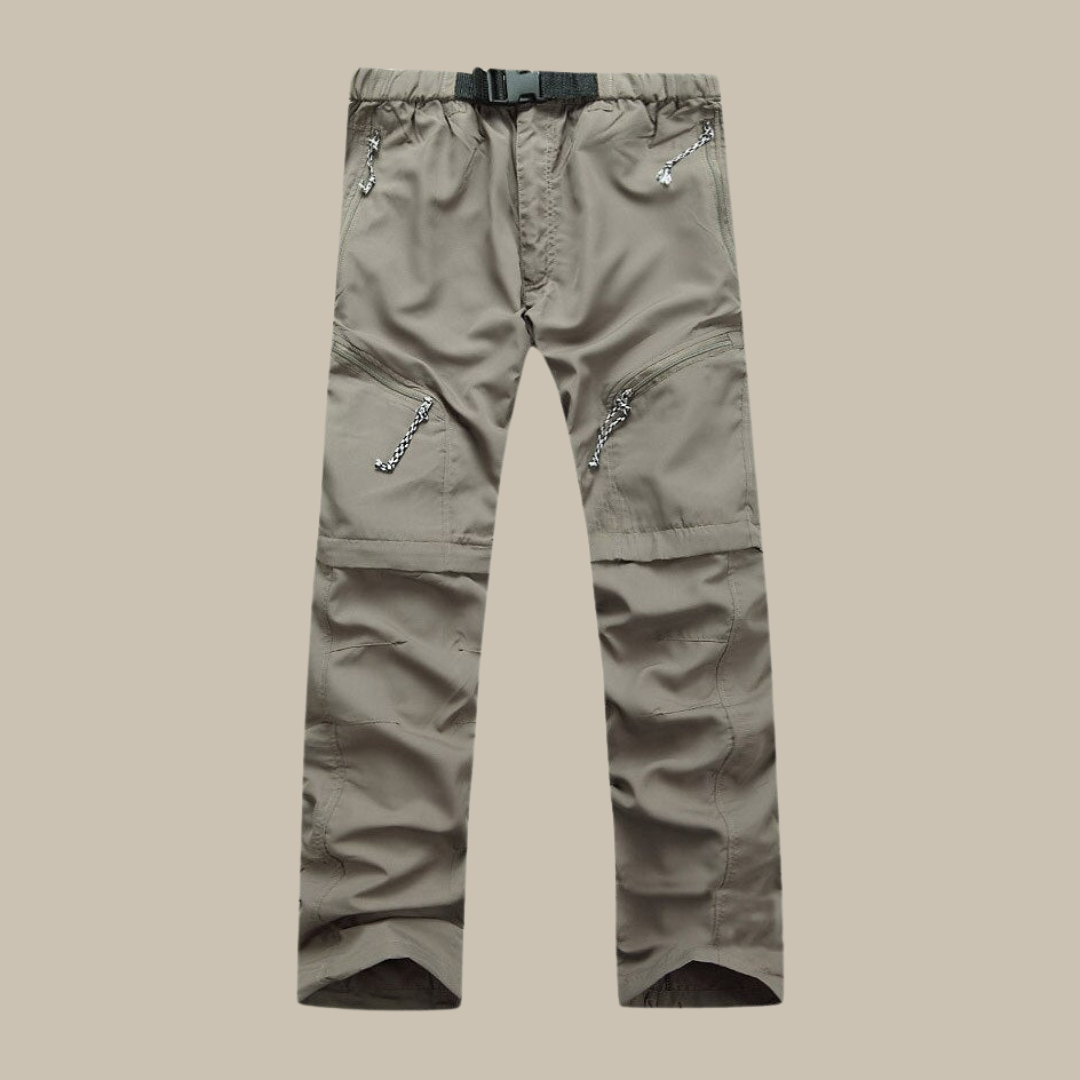 Men's Convertible Zip-Off Hiking Pants Elastic Waistband Multi-Pocket