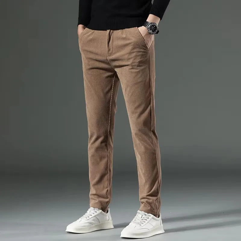 Men's Slim Fit Pants Vertical Texture Casual Smart Casual Everyday Trousers