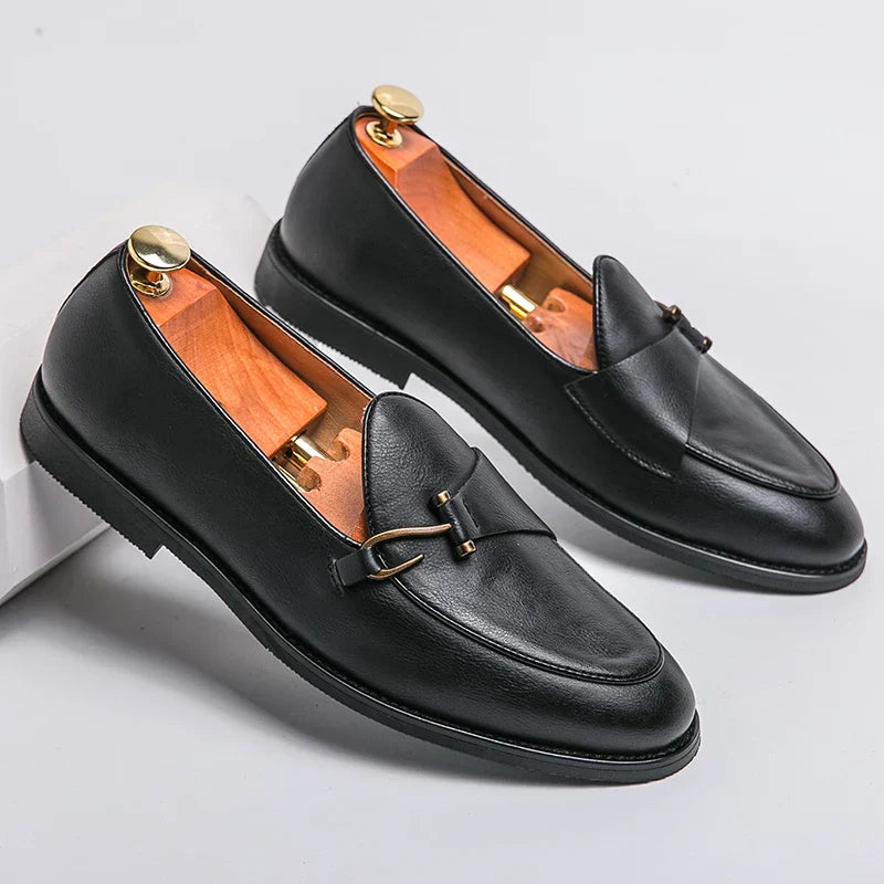 Men's Slip-On Loafers Apron Toe Strap Detail Casual Smart Dress Shoes
