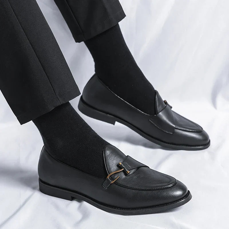 Men's Slip-On Loafers Apron Toe Strap Detail Casual Smart Dress Shoes