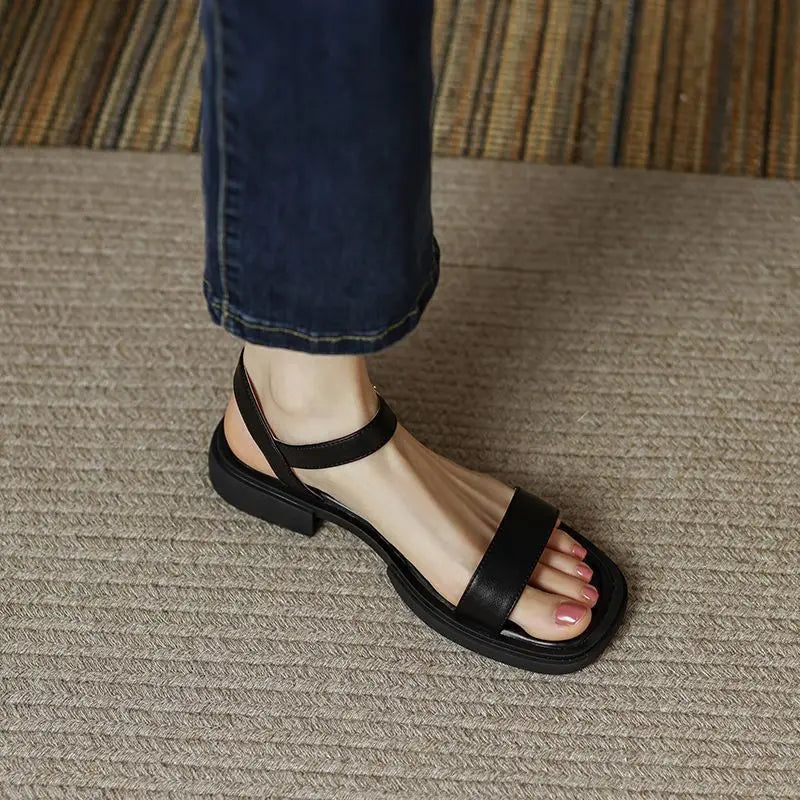 Padded Square Sandals Adjustable Buckle Comfort Everyday Casual Shoes
