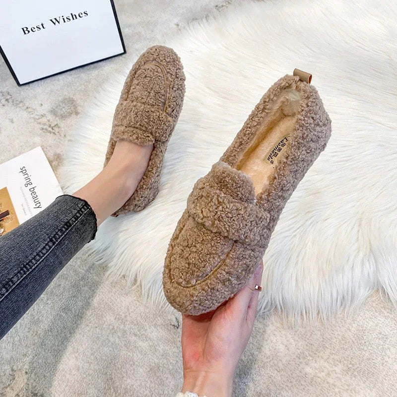 Alessandra Wool Slippers Soft Fleece Cosy Home Shoes Comfortable Indoor