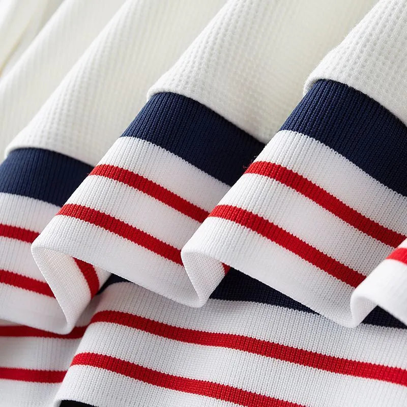 Men's Long Sleeve Polo Jumper Textured Knit Contrast Collar Regular Fit