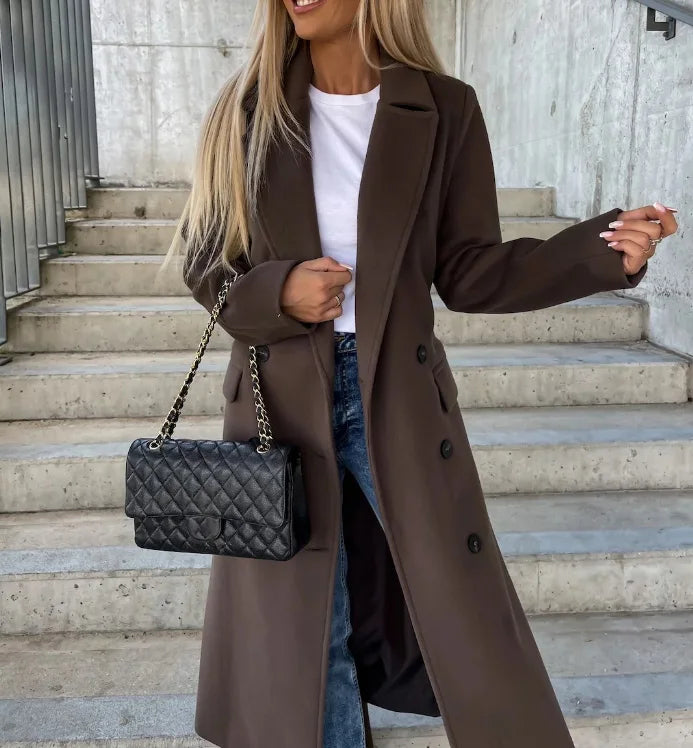 Women's Classic Long Sleeve Trench Coat Sophisticated Style Versatile Layering
