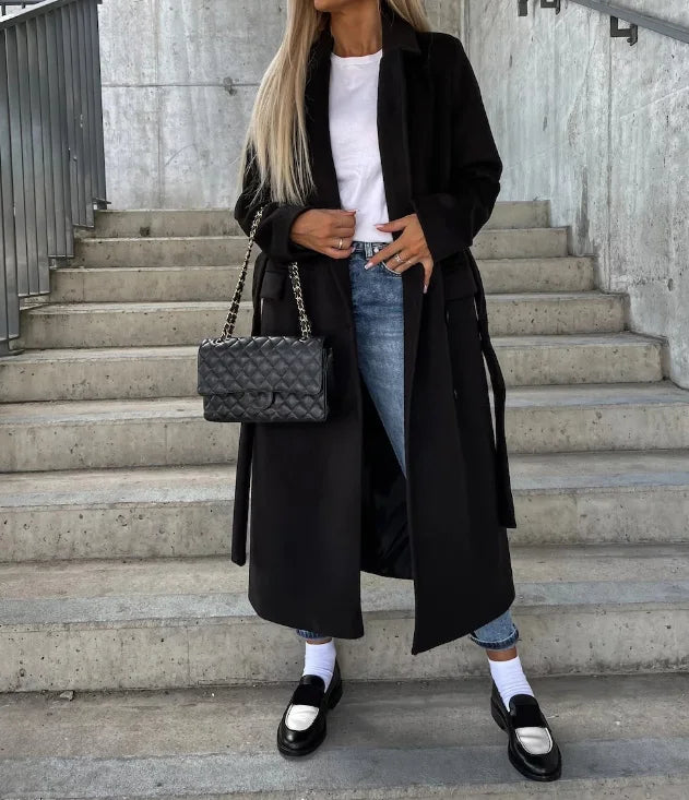 Women's Classic Long Sleeve Trench Coat Sophisticated Style Versatile Layering