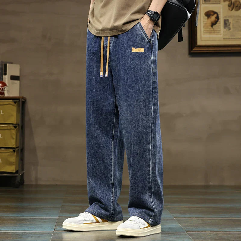 Men's Loose Fit Casual Pants Straight Leg Drawstring Waist Relaxed