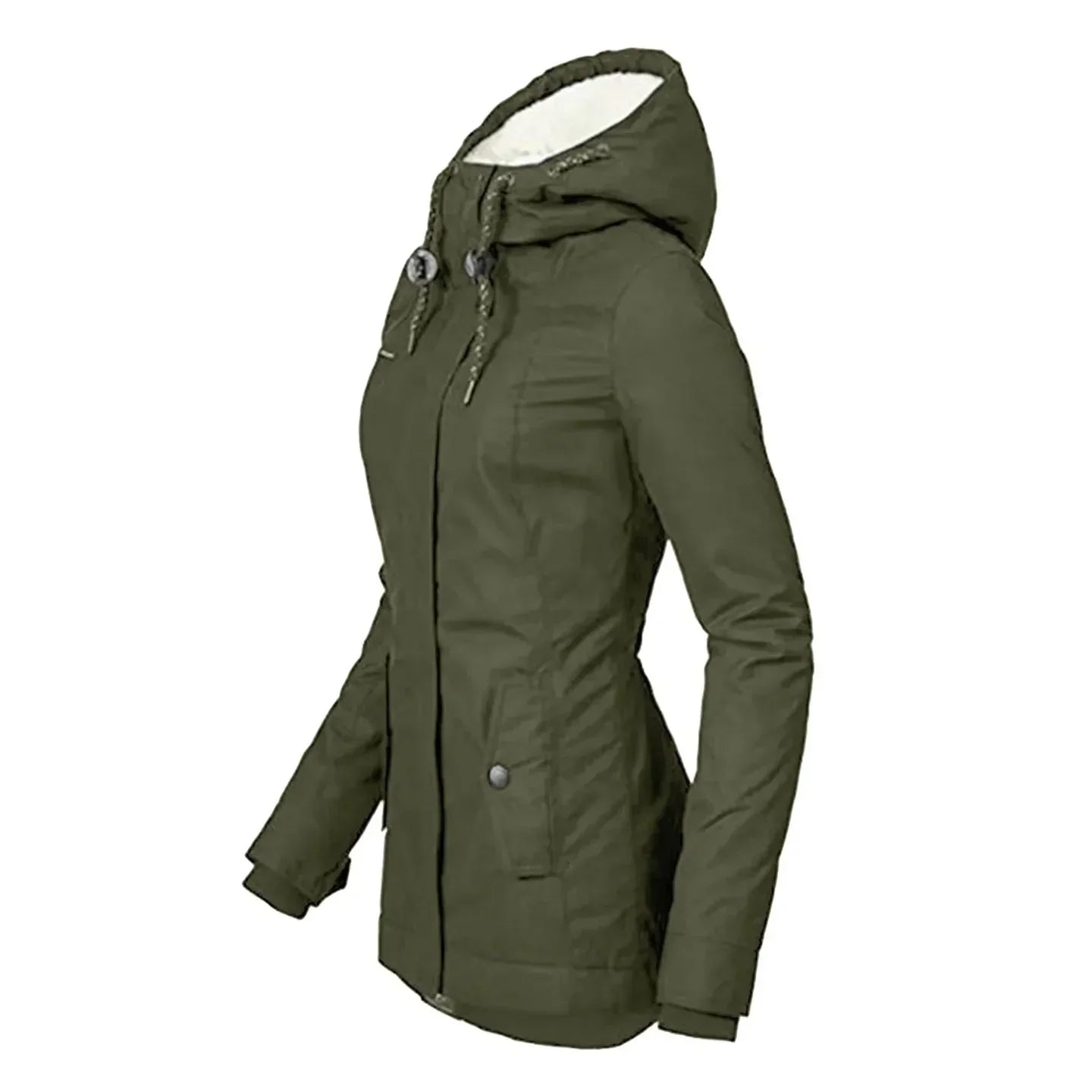 Women's Long Waterproof Winter Coat Fleece Lined Tailored Warm Elegant Outerwear