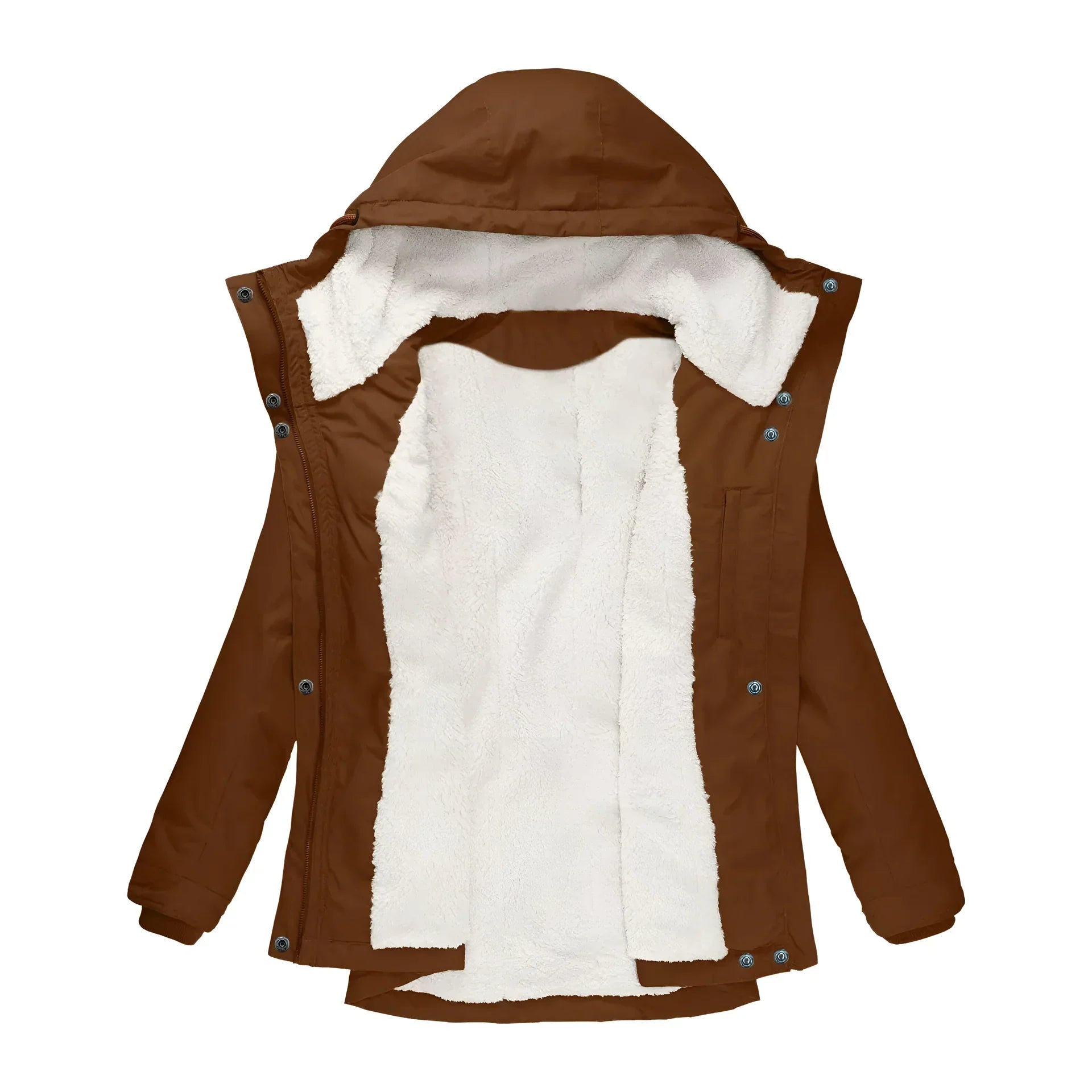 Women's Long Waterproof Winter Coat Fleece Lined Tailored Warm Elegant Outerwear