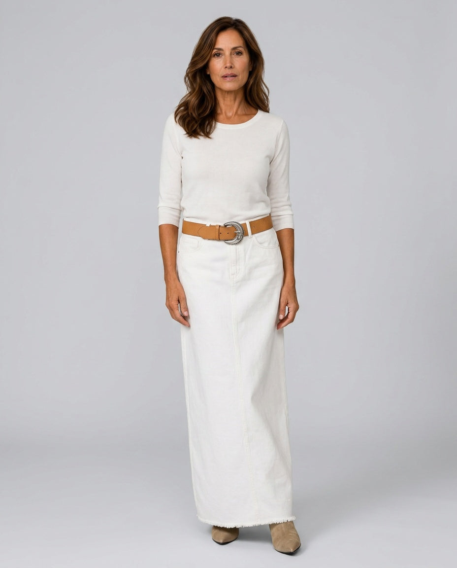 Hazel women's maxi skirt in White