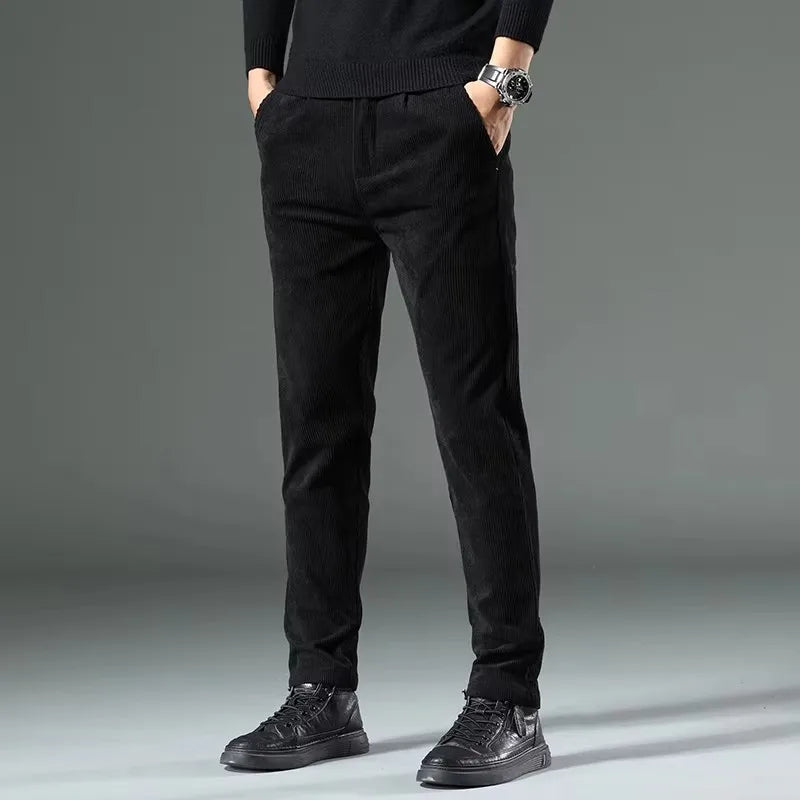 Men's Slim Fit Pants Vertical Texture Casual Smart Casual Everyday Trousers