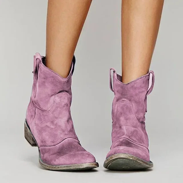 Western Ankle Boots Short Shaft Slip-On Casual Everyday Footwear