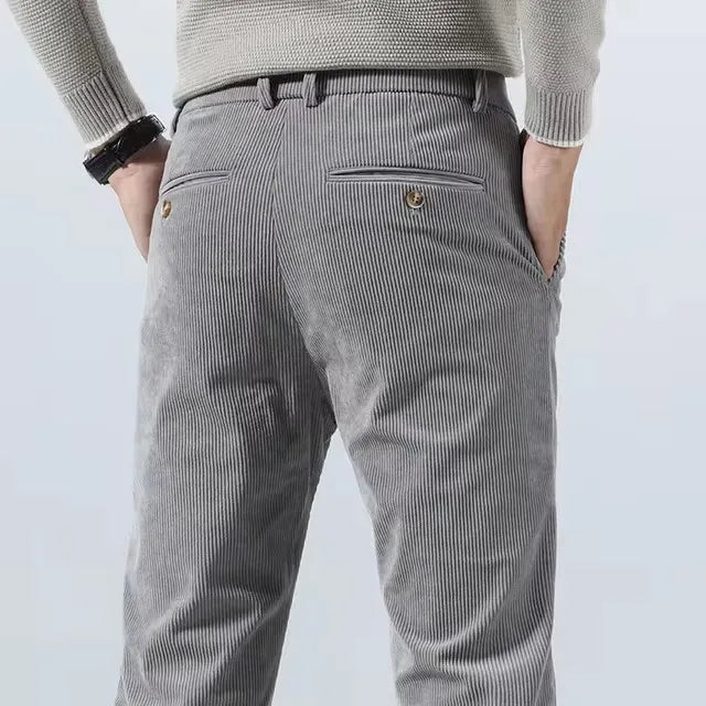 Men's Slim Fit Pants Vertical Texture Casual Smart Casual Everyday Trousers