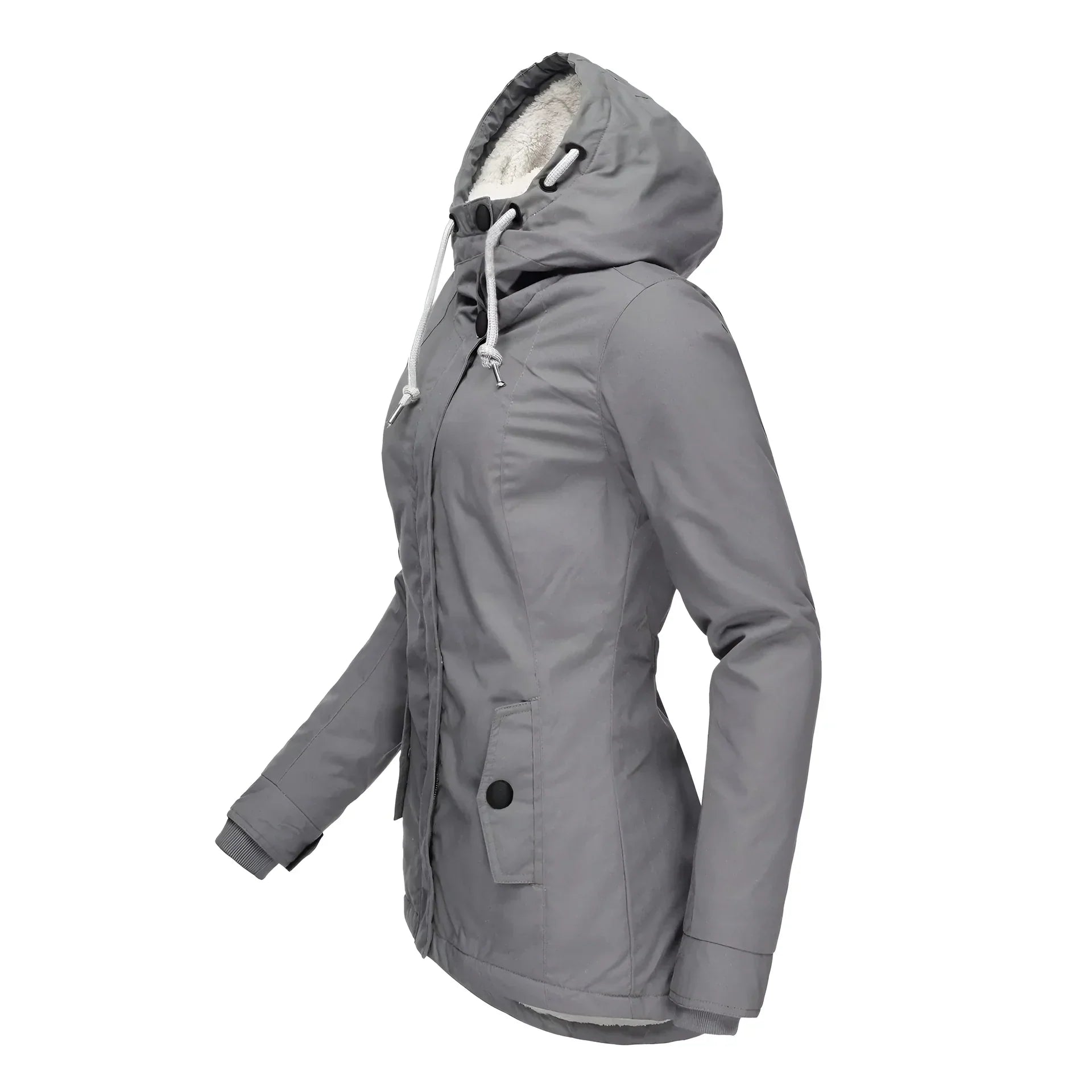Women's Long Waterproof Winter Coat Fleece Lined Tailored Warm Elegant Outerwear