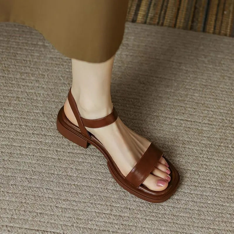Padded Square Sandals Adjustable Buckle Comfort Everyday Casual Shoes