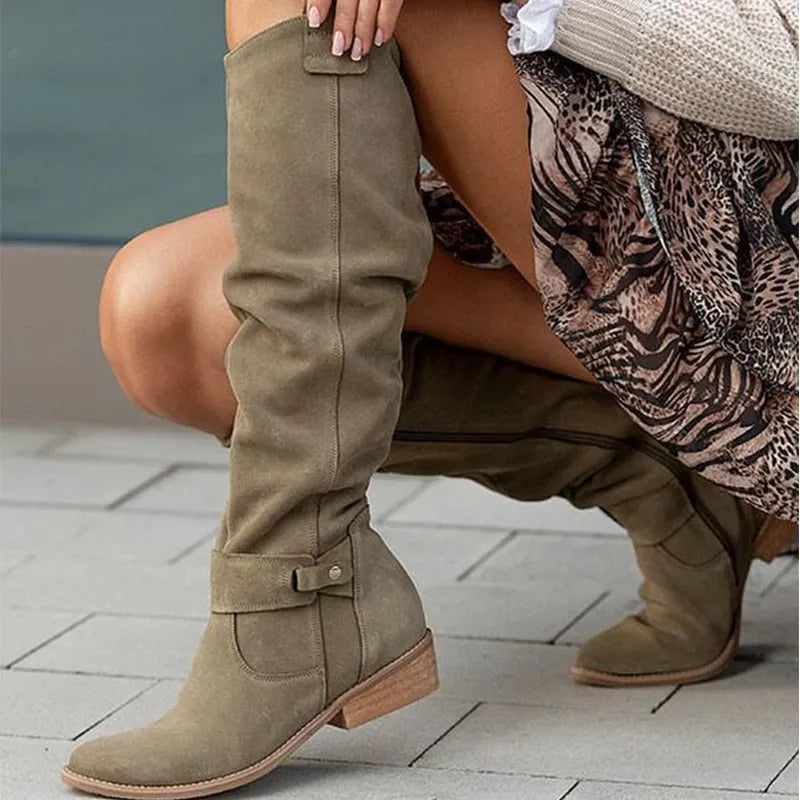 Women's Knee High Boots Block Heel Stable Comfortable Office Casual