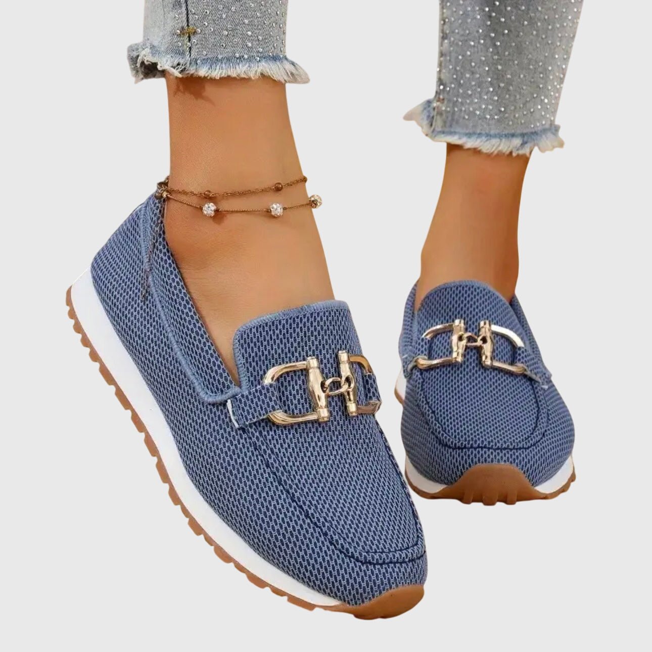 Women's Orthopedic Loafers Comfort Slip On Shoes Gold Details Everyday
