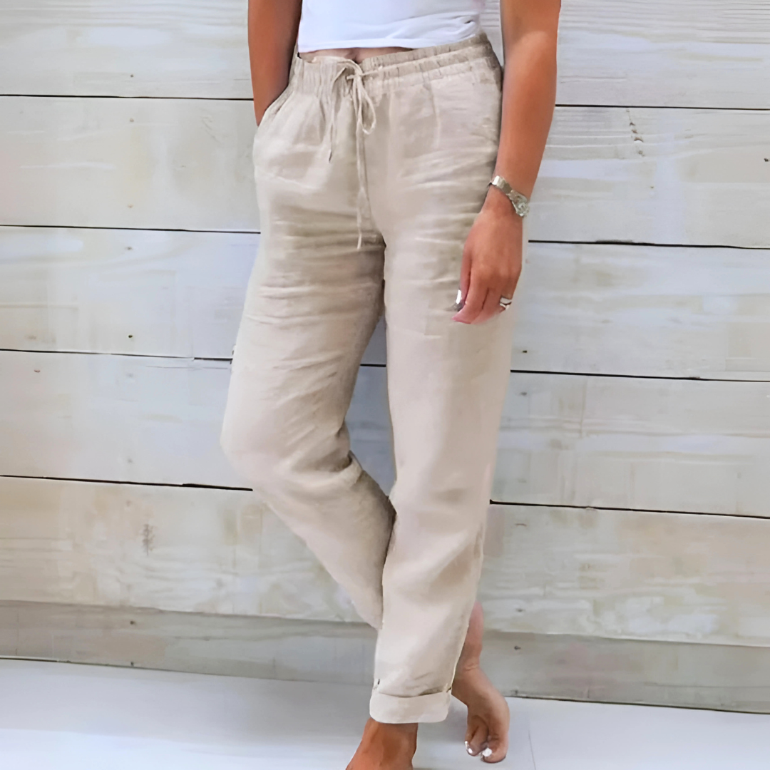 Susan women's linen trousers in Beige