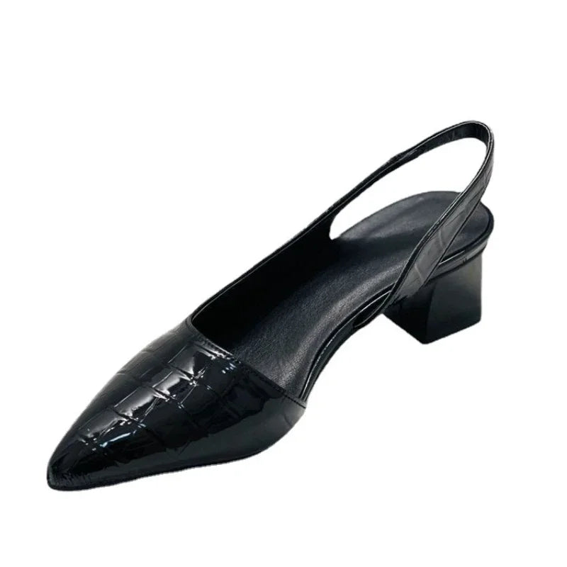 Women's Pointed Toe Pumps Block Heel Slingback Elegant Office Party Shoes