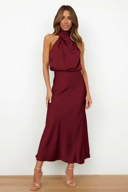 Women's Midi Dress in Wine red