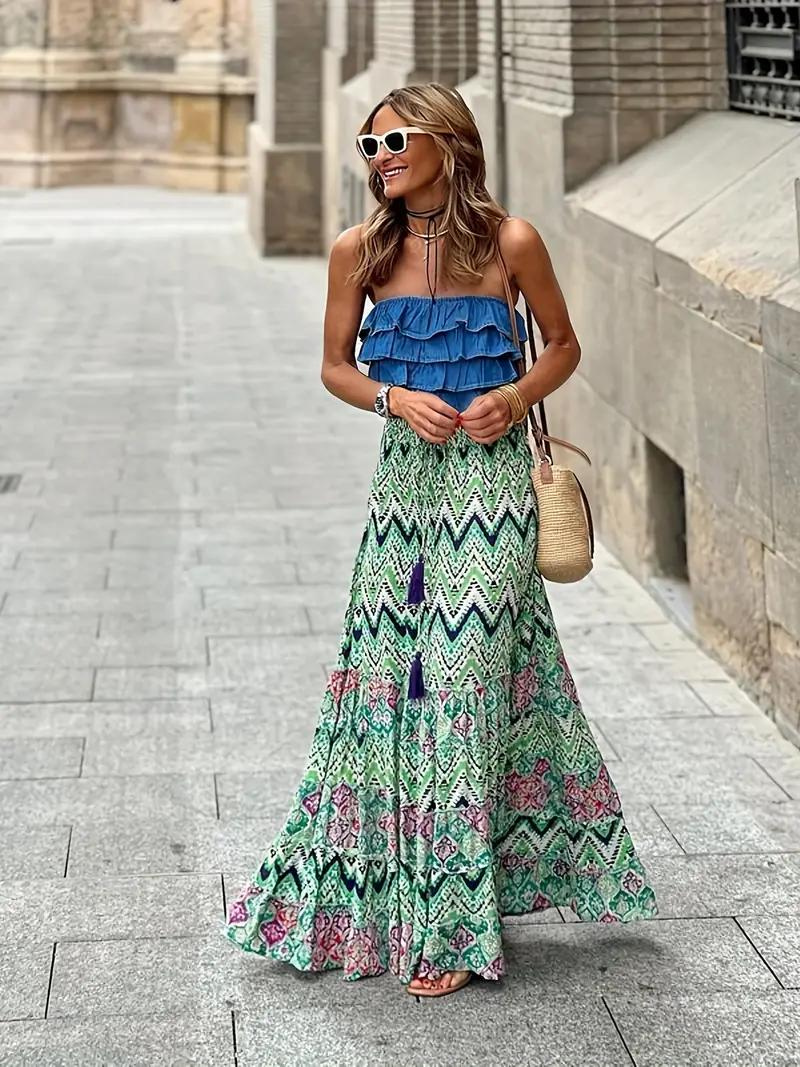 Women's Maxi Skirt in Green