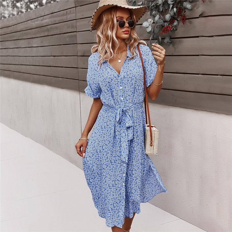 Women's Midi Dress in Blue