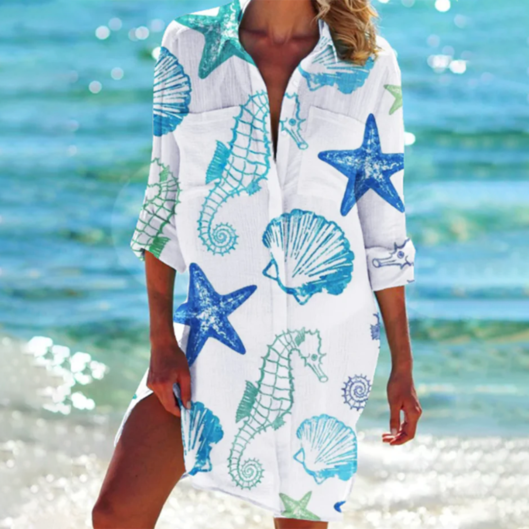 Women's Dress in Blue Seahorse