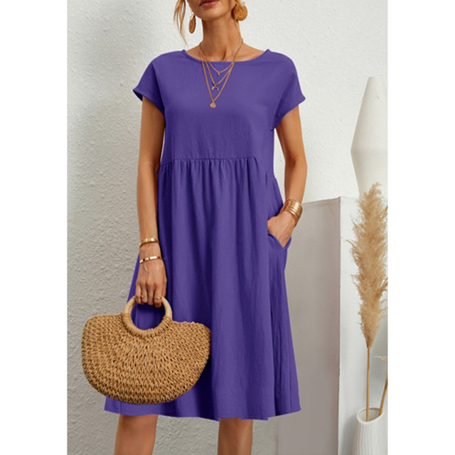 Women's casual midi summer dress in Purple