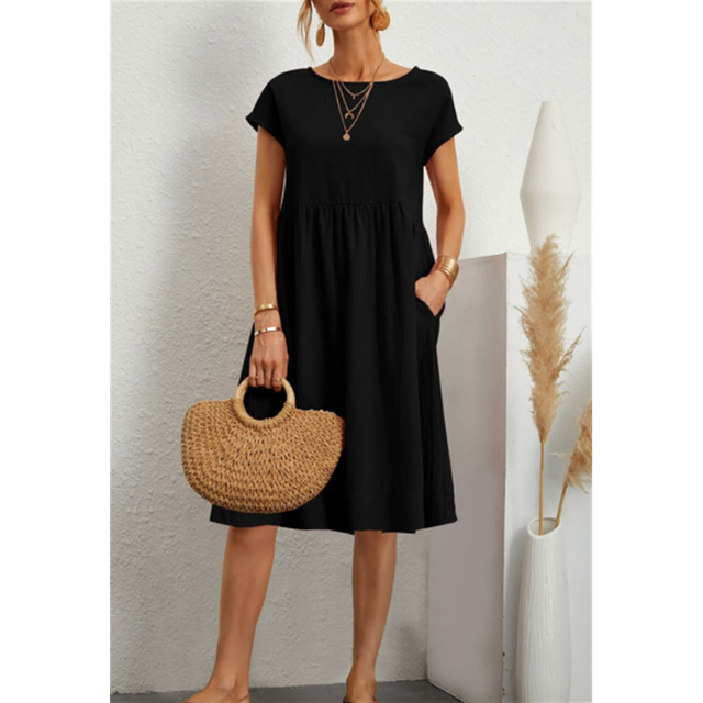 Women's casual midi summer dress in Black