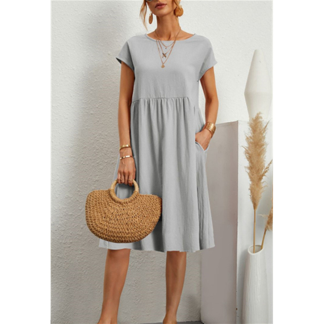 Women's casual midi summer dress in Grey