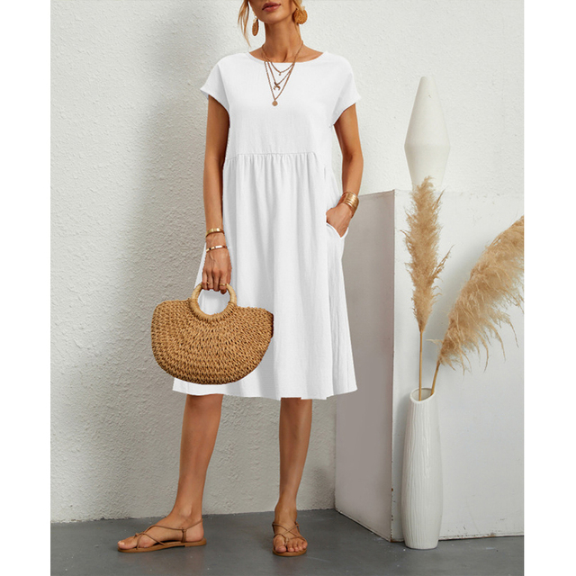 Women's casual midi summer dress in White