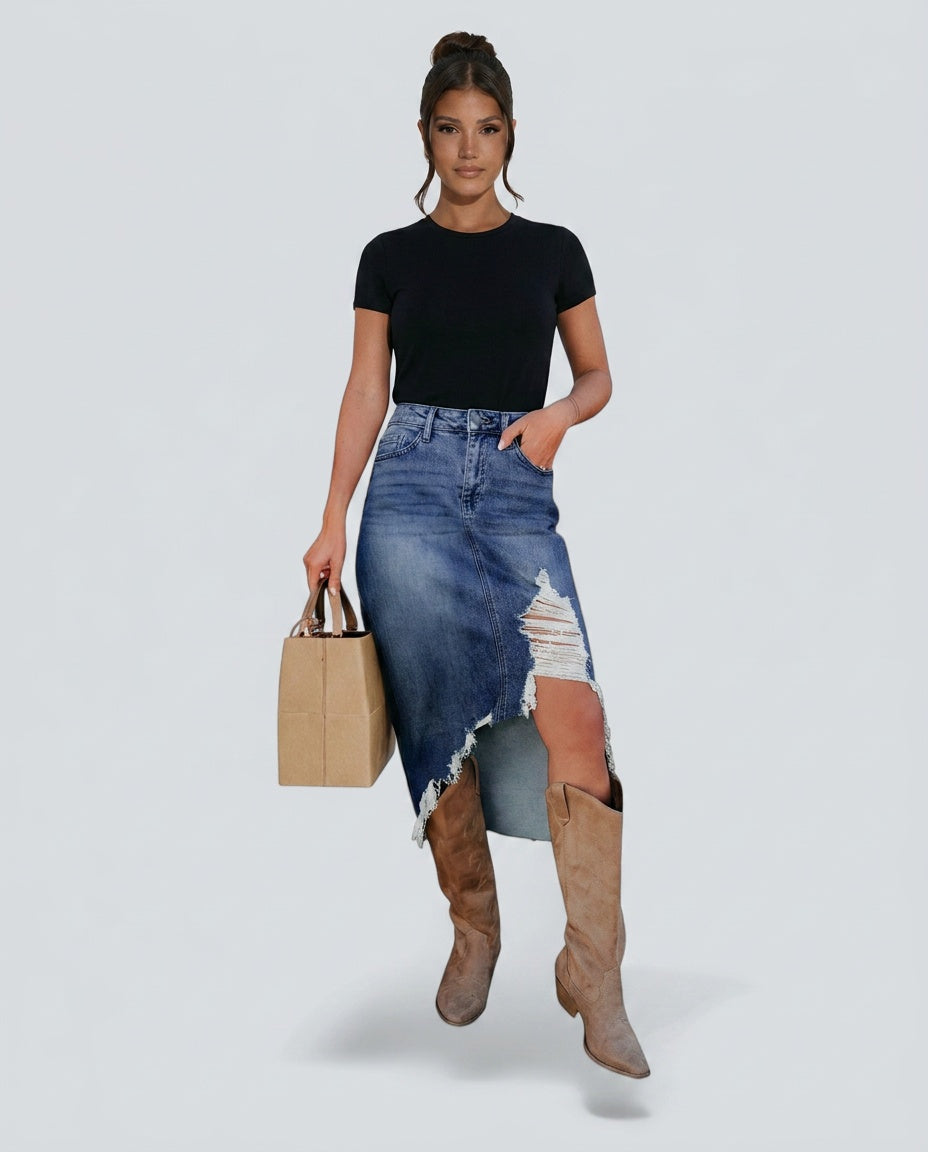 Vivienne women's midi skirt in Dark Blue