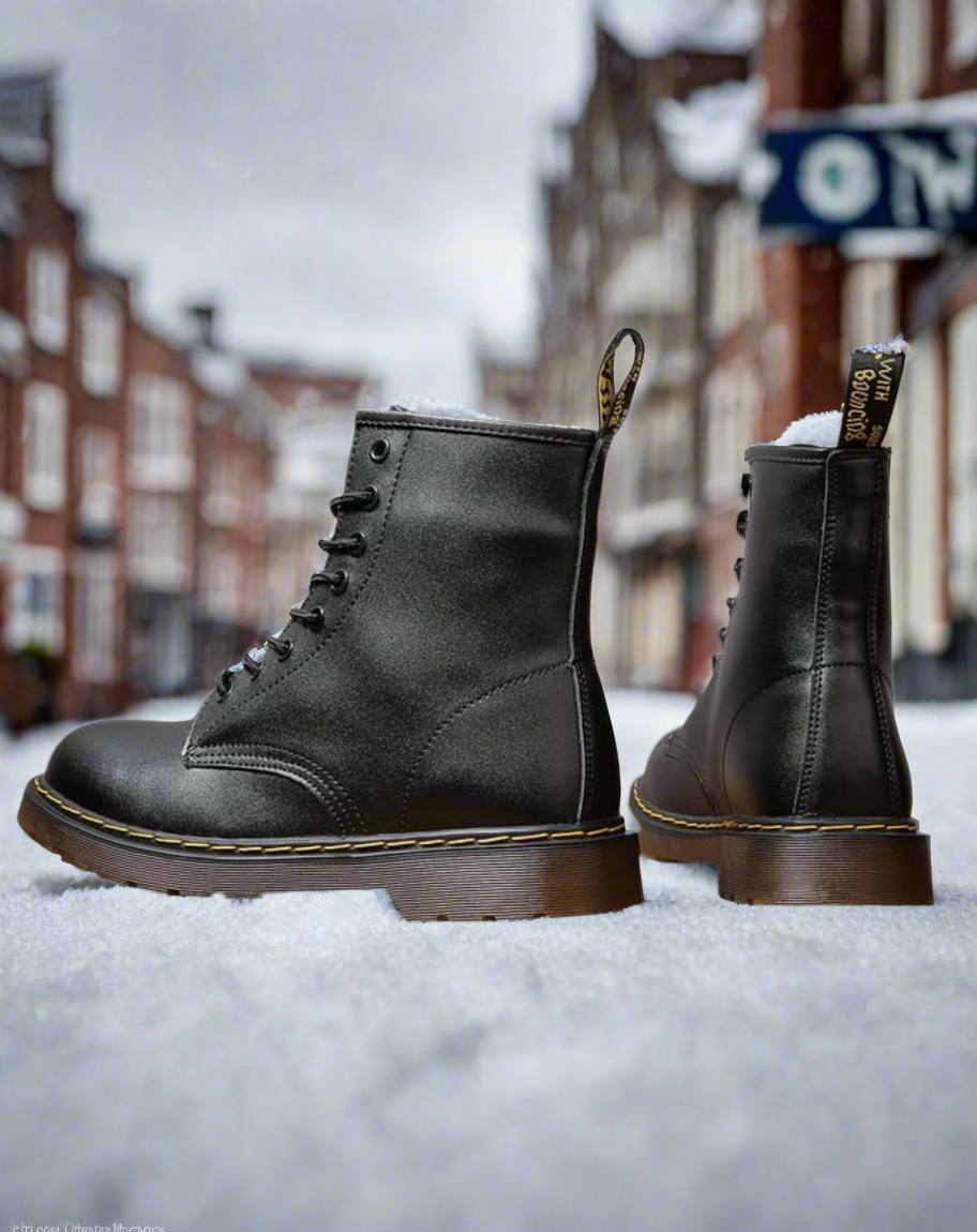 Women's Leather Winter Boots High Warm Casual Everyday Lace-Up