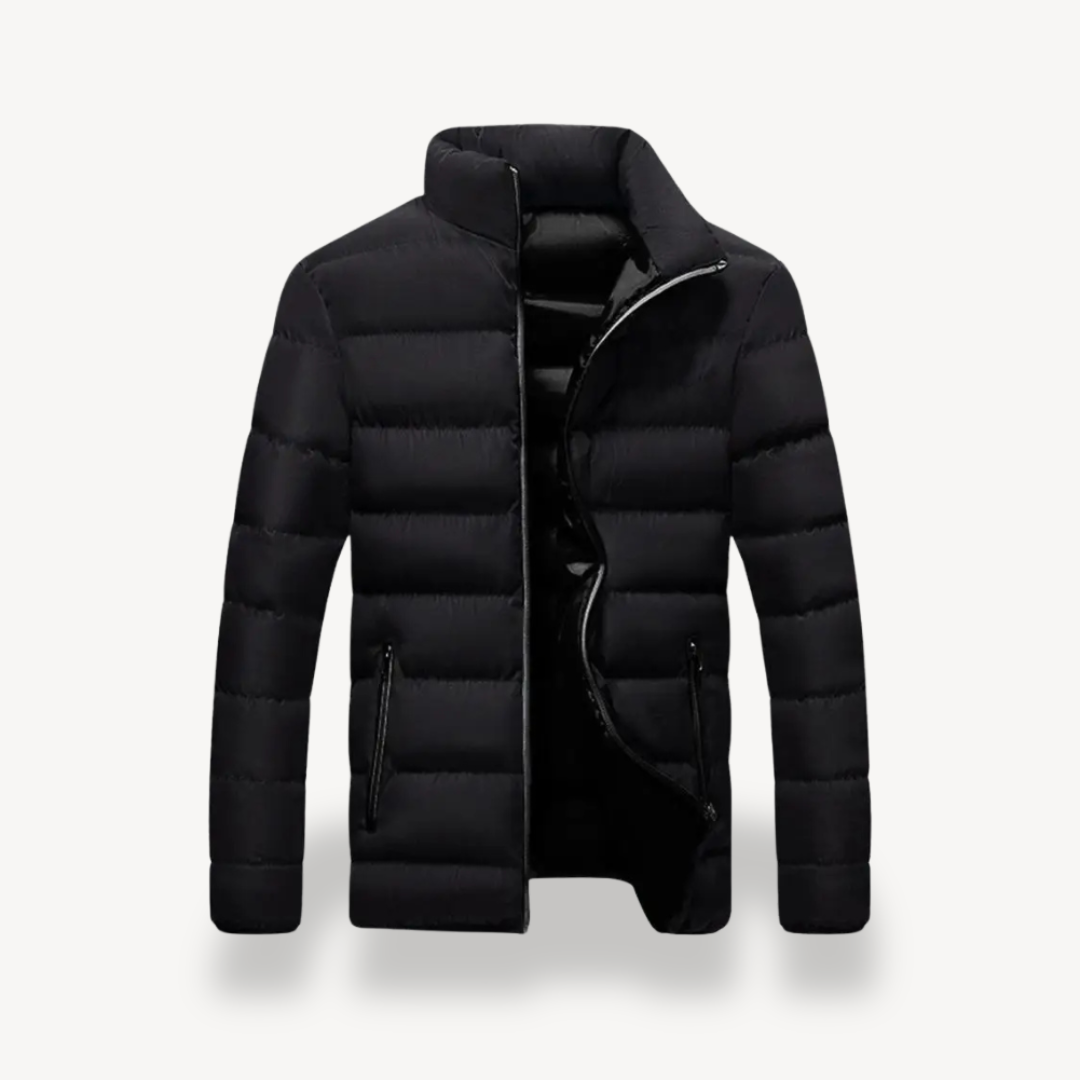 Men's Quilted Jacket Front-Zip Winter Warm Casual Everyday Coat