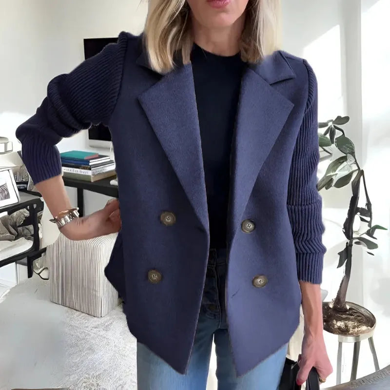 Women's Double Breasted Blazer Notched Lapel Tailored Work Smart Casual