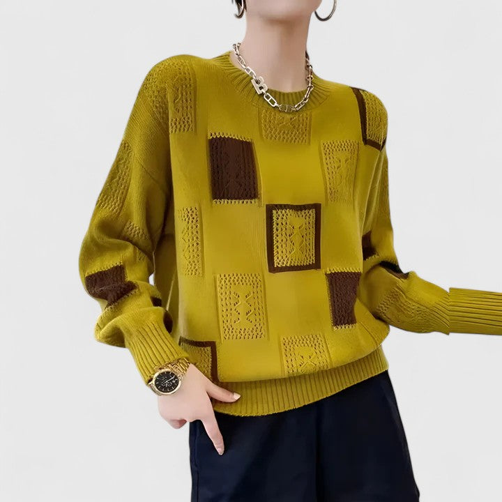 Women's Knit Sweater Openwork Detail Round Neck Everyday Style Casual Top