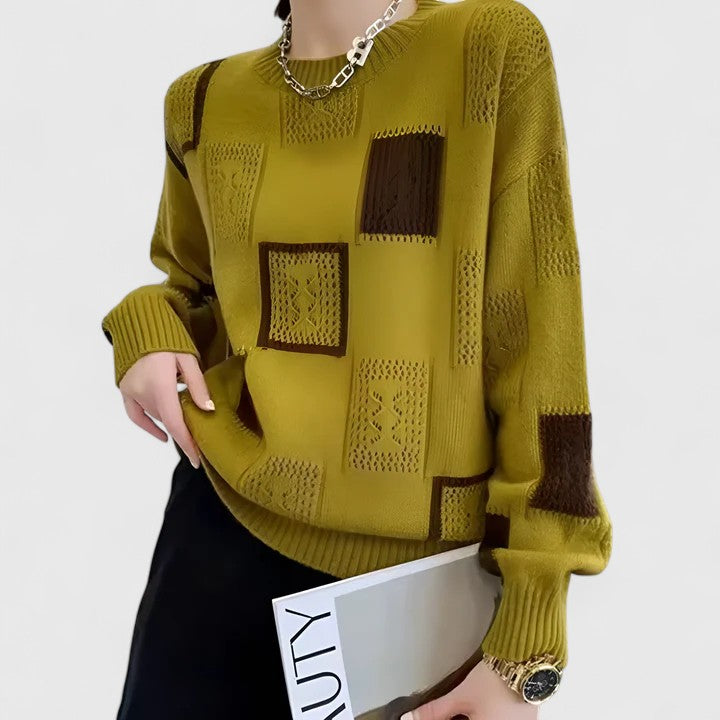 Women's Knit Sweater Openwork Detail Round Neck Everyday Style Casual Top