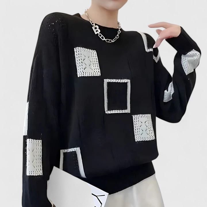 Women's Knit Sweater Openwork Detail Round Neck Everyday Style Casual Top