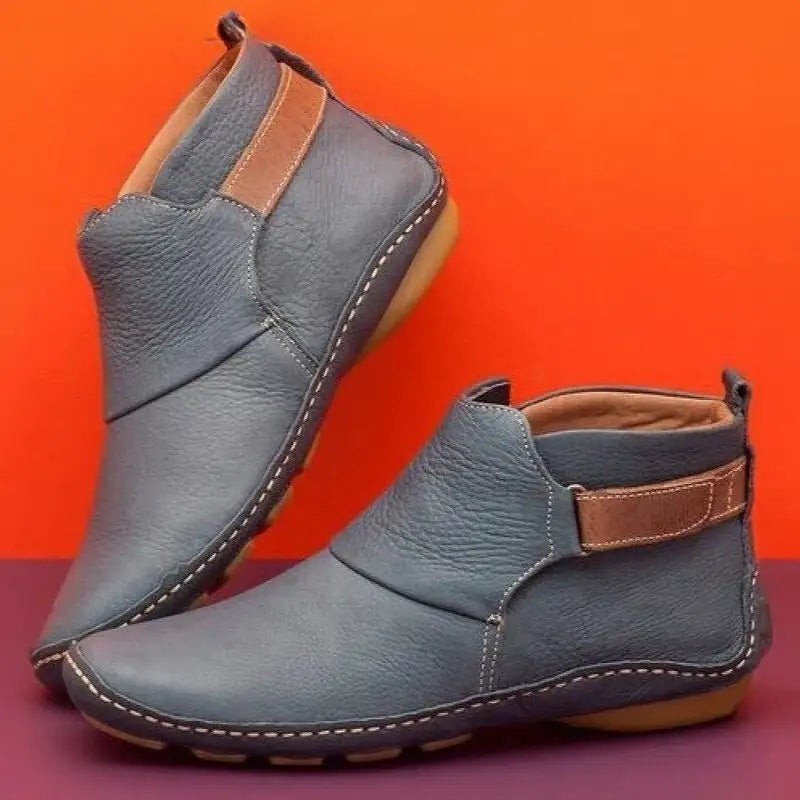 Women's Leather Ankle Boots Elegant Chic Low Heel Everyday Smart Casual