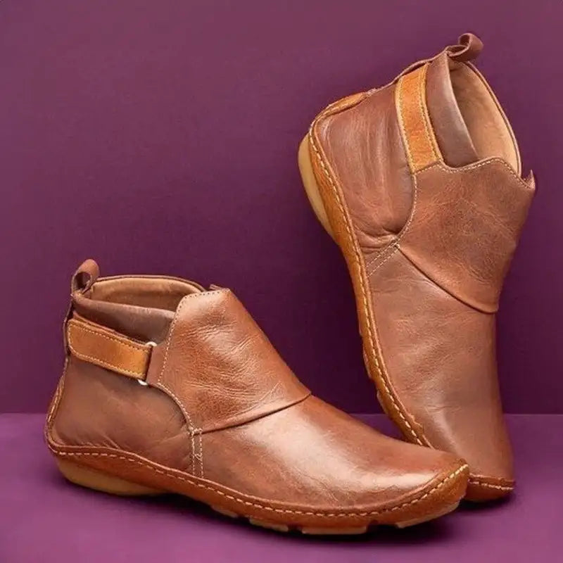 Women's Leather Ankle Boots Elegant Chic Low Heel Everyday Smart Casual