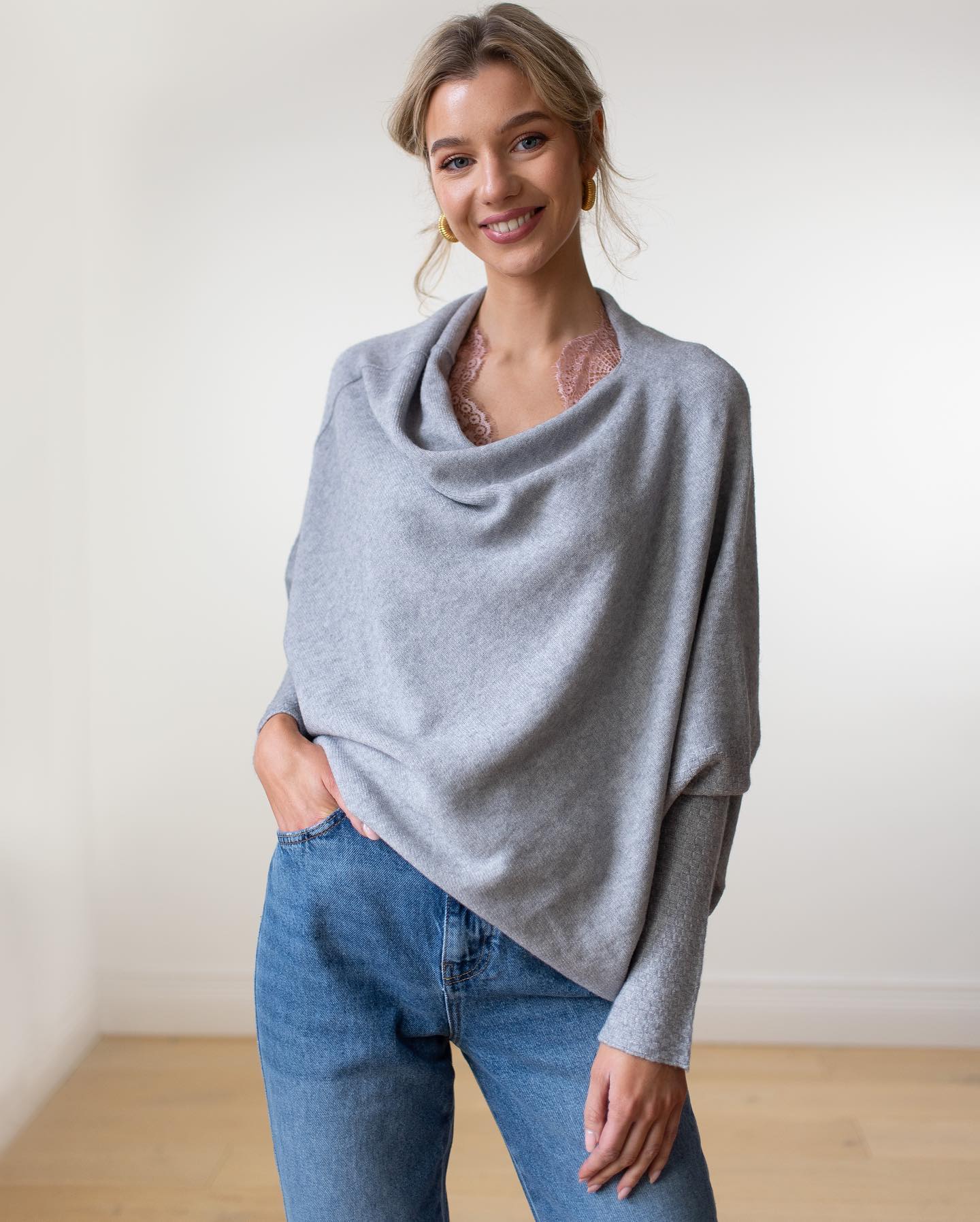 Asymmetric Cashmere Blend Jumper Women Elegant Comfortable Soft Knit