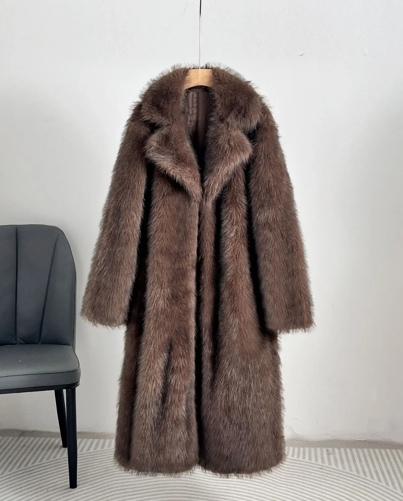 Women's Oversized Fur Coat Full Length Winter Statement Piece