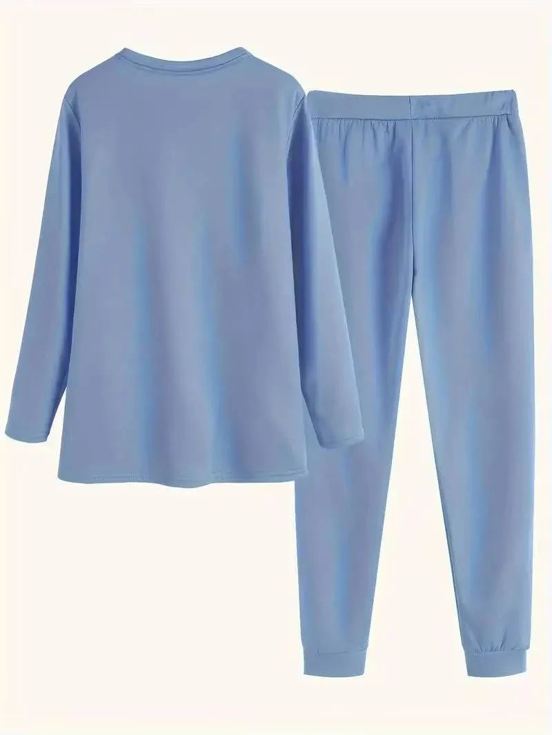 Women's Loungewear Set Oversized Crewneck Top Tapered Joggers Fleece Cuffs