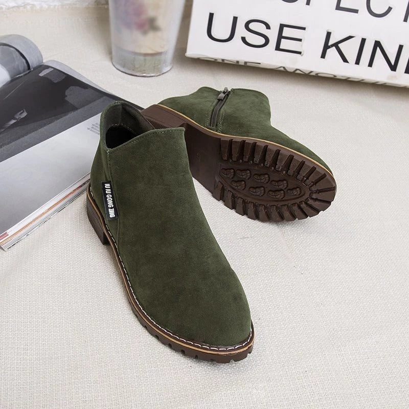 Women's Winter Boots Block Heel Side Zip Ankle Bootie Casual Everyday