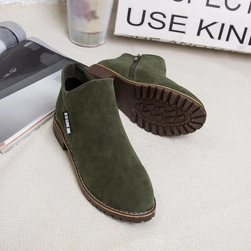 Women's Winter Boots Block Heel Side Zip Ankle Bootie Casual Everyday
