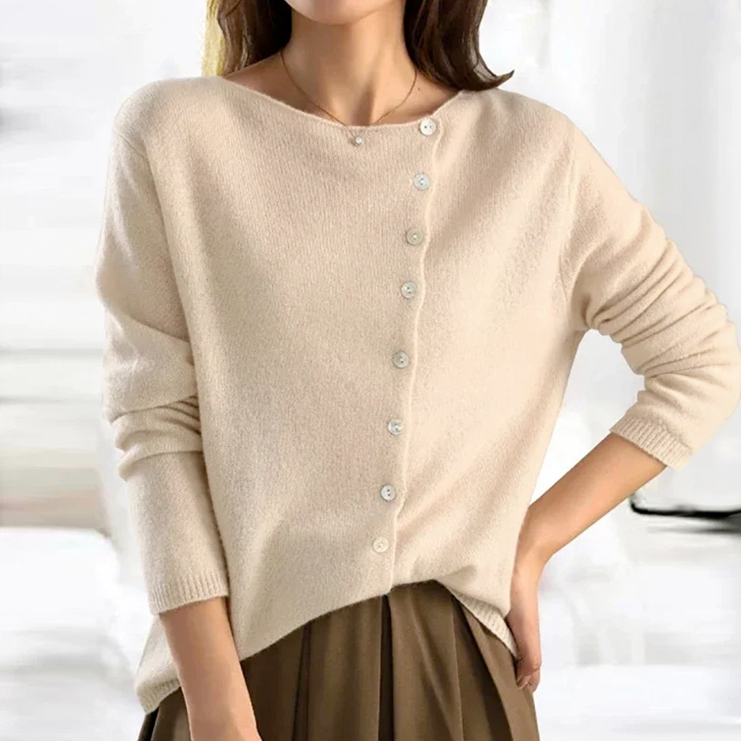 Women's Soft Button Detail Pullover Knit Casual Everyday Jumper