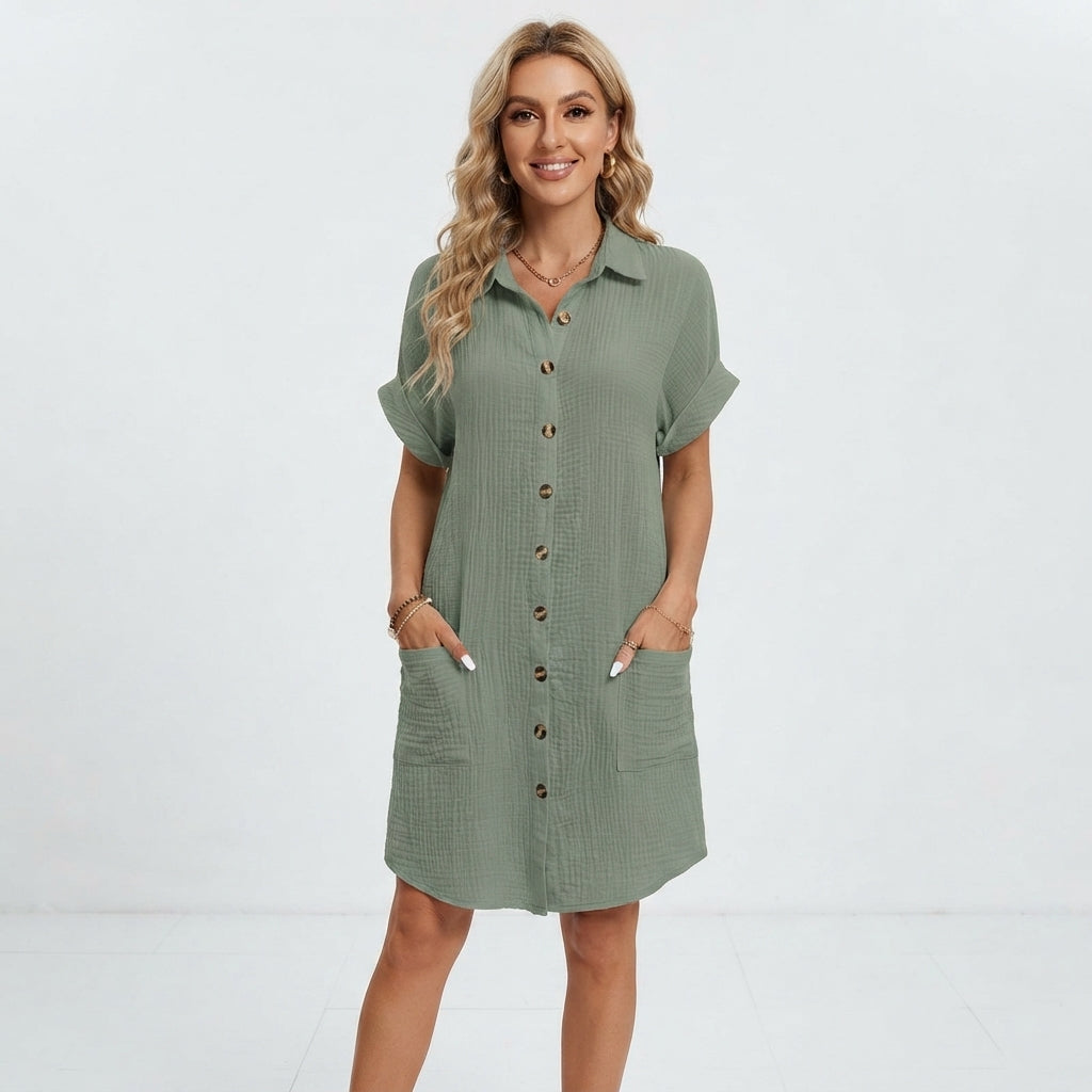 Emilia Weston women's mini dress in Gray Green