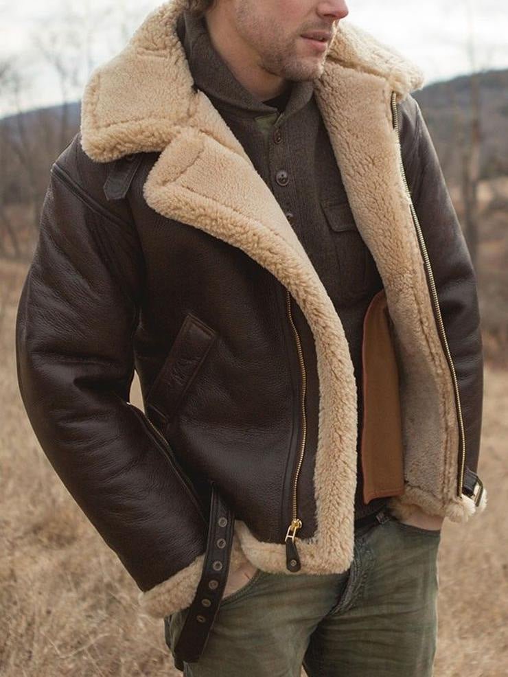 Men's Classic Aviator Jacket Zip Closure Timeless Casual Style