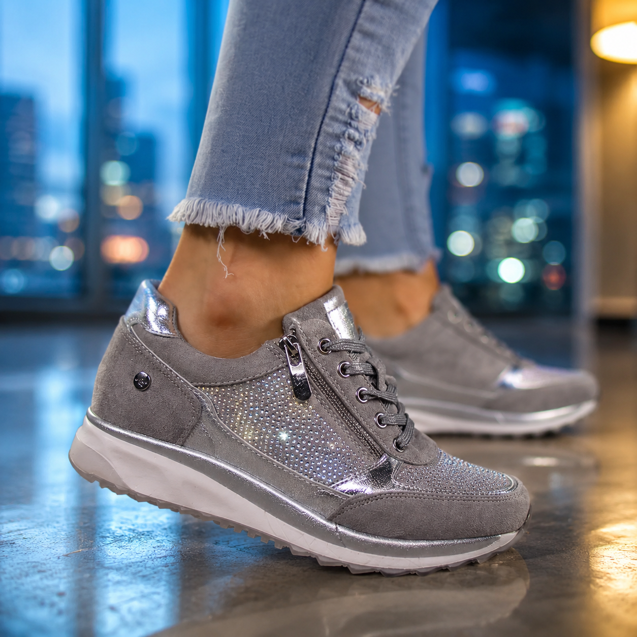 Women's Orthopedic Shoes with Zip Side Comfortable Everyday Sneakers